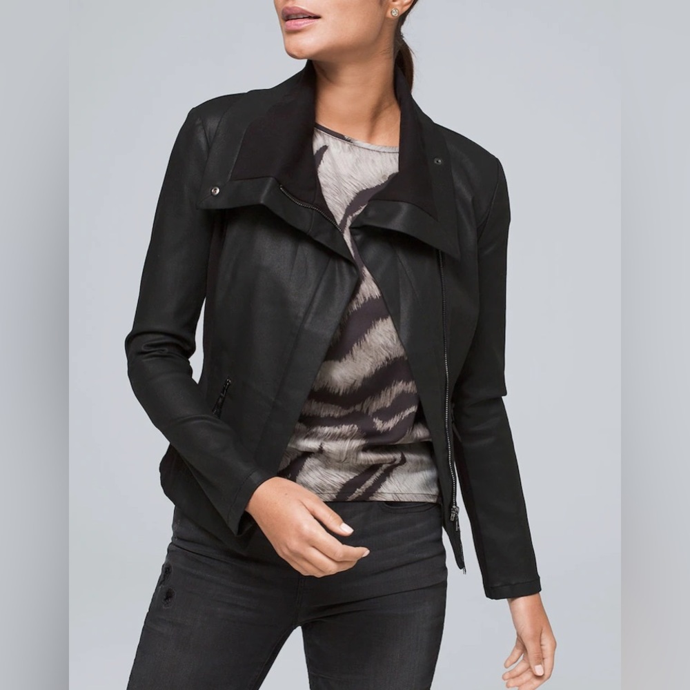 White House Black Market Coated Moto Jacket